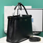 Prada Medium Leather Handbag With Belt 1BA417 Black